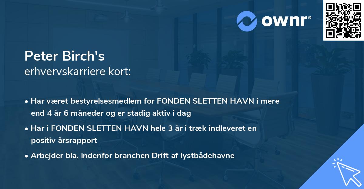 Peter Birch's erhvervskarriere kort