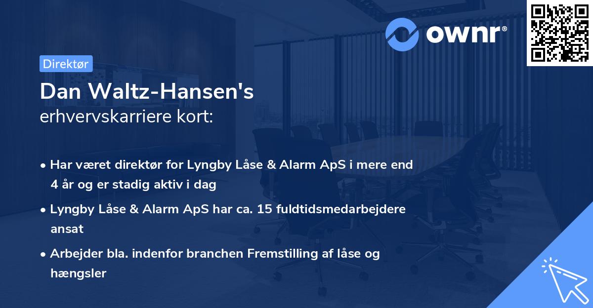 Dan Waltz-Hansen's erhvervskarriere kort