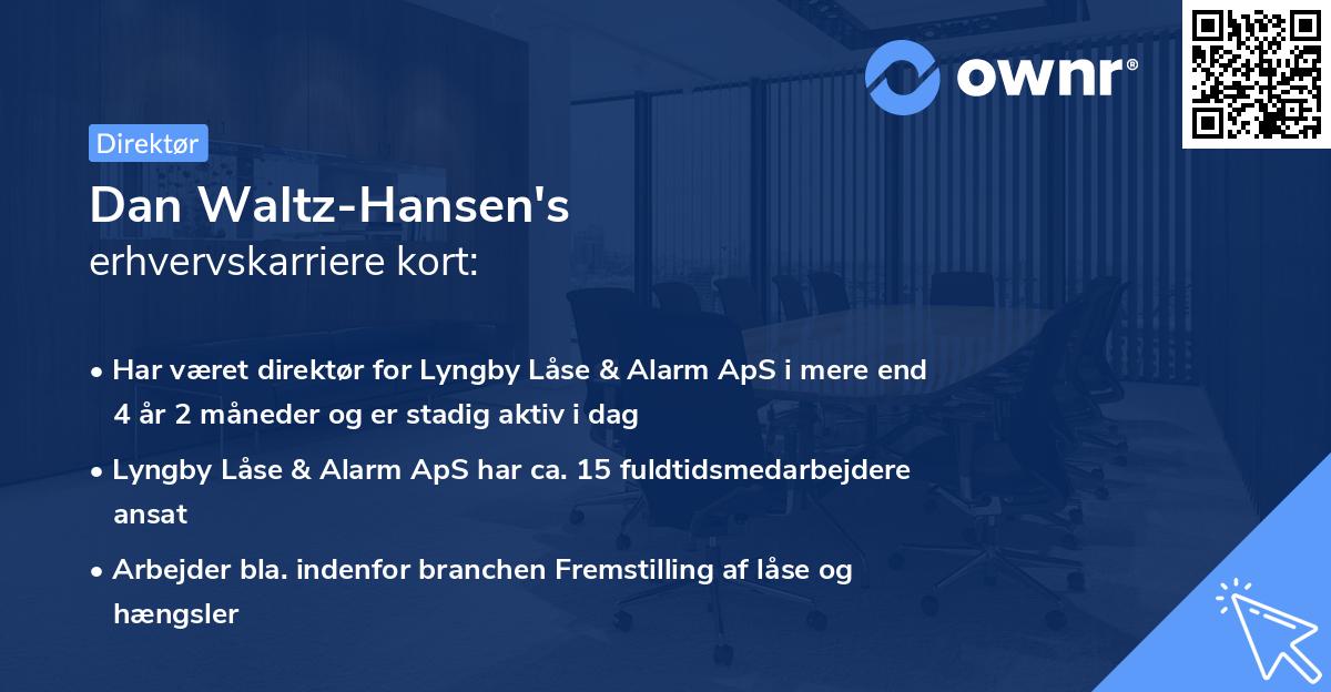 Dan Waltz-Hansen's erhvervskarriere kort