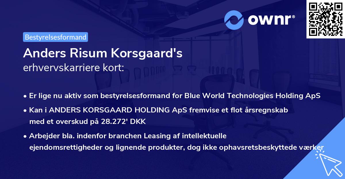 Anders Risum Korsgaard's erhvervskarriere kort