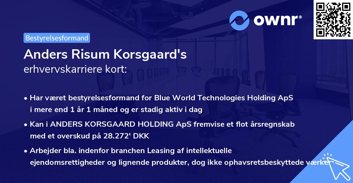Anders Risum Korsgaard's erhvervskarriere kort