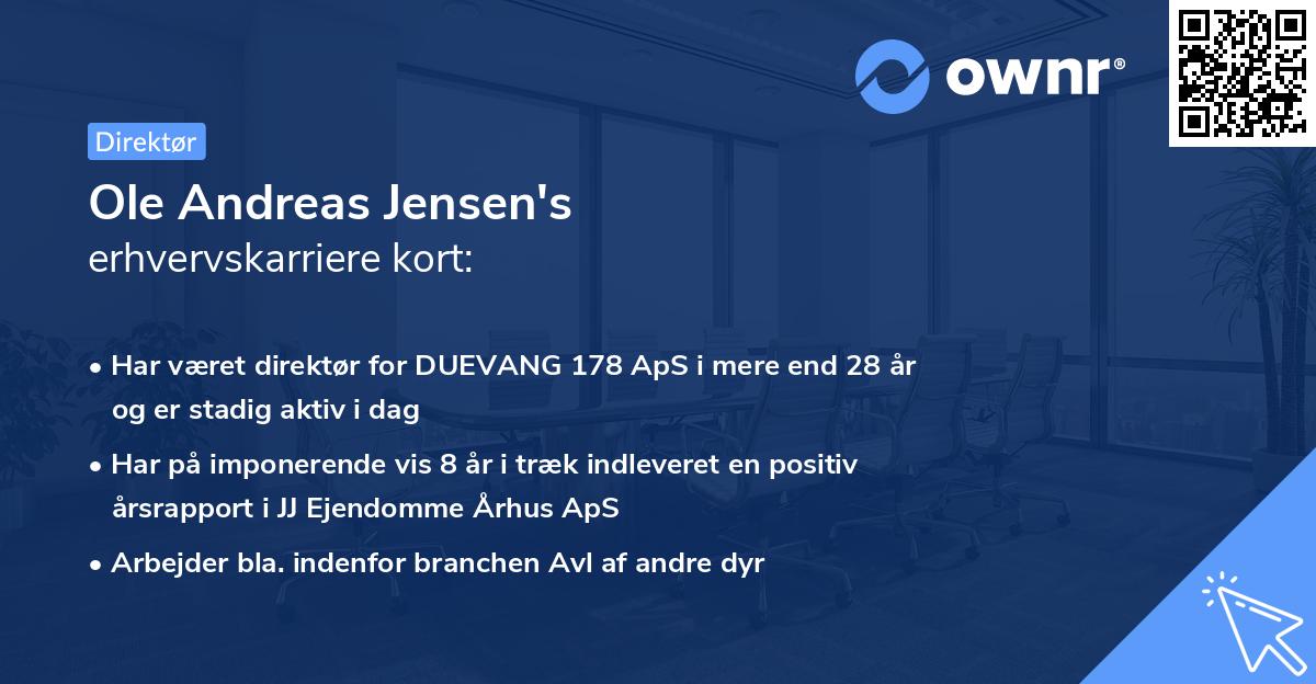Ole Andreas Jensen's erhvervskarriere kort