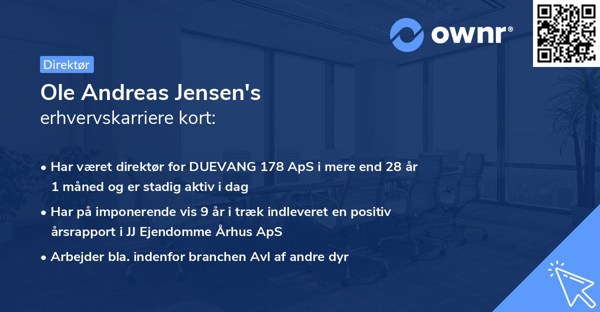 Ole Andreas Jensen's erhvervskarriere kort