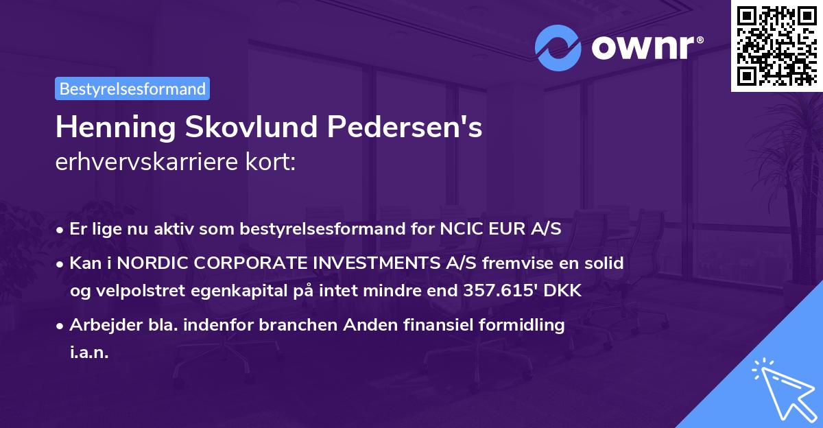 Henning Skovlund Pedersen's erhvervskarriere kort