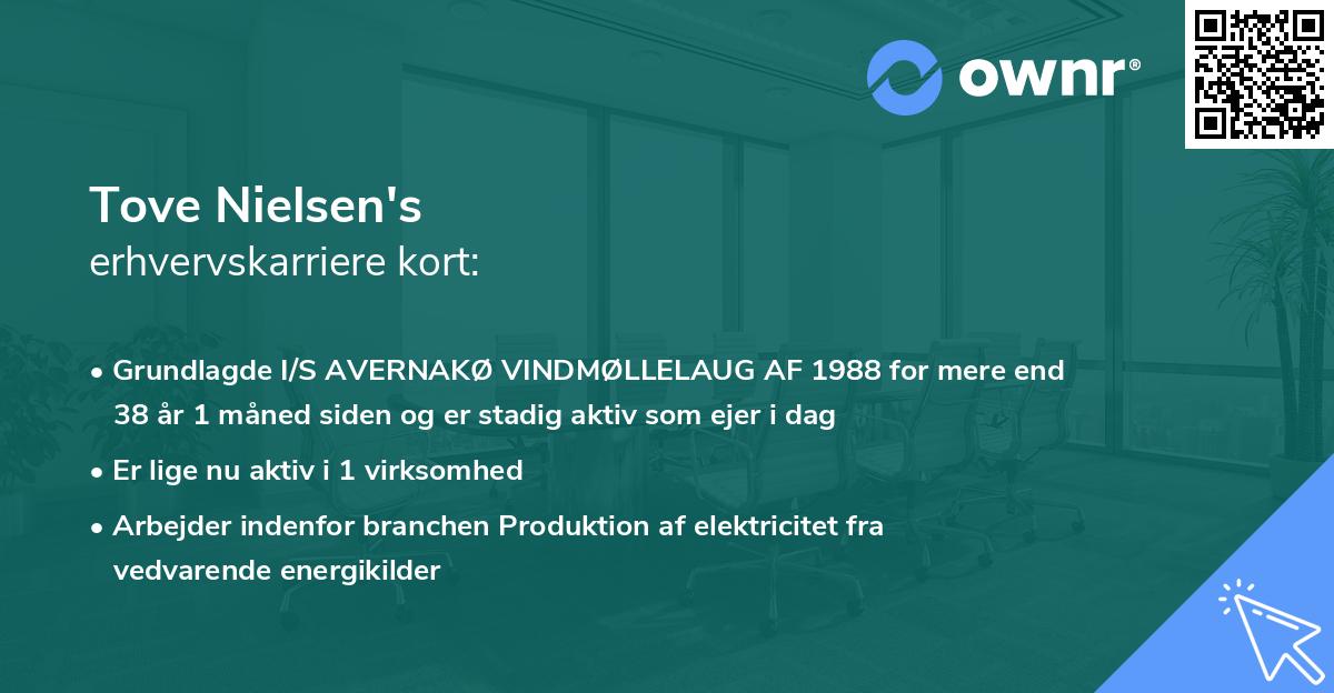 Tove Nielsen's erhvervskarriere kort