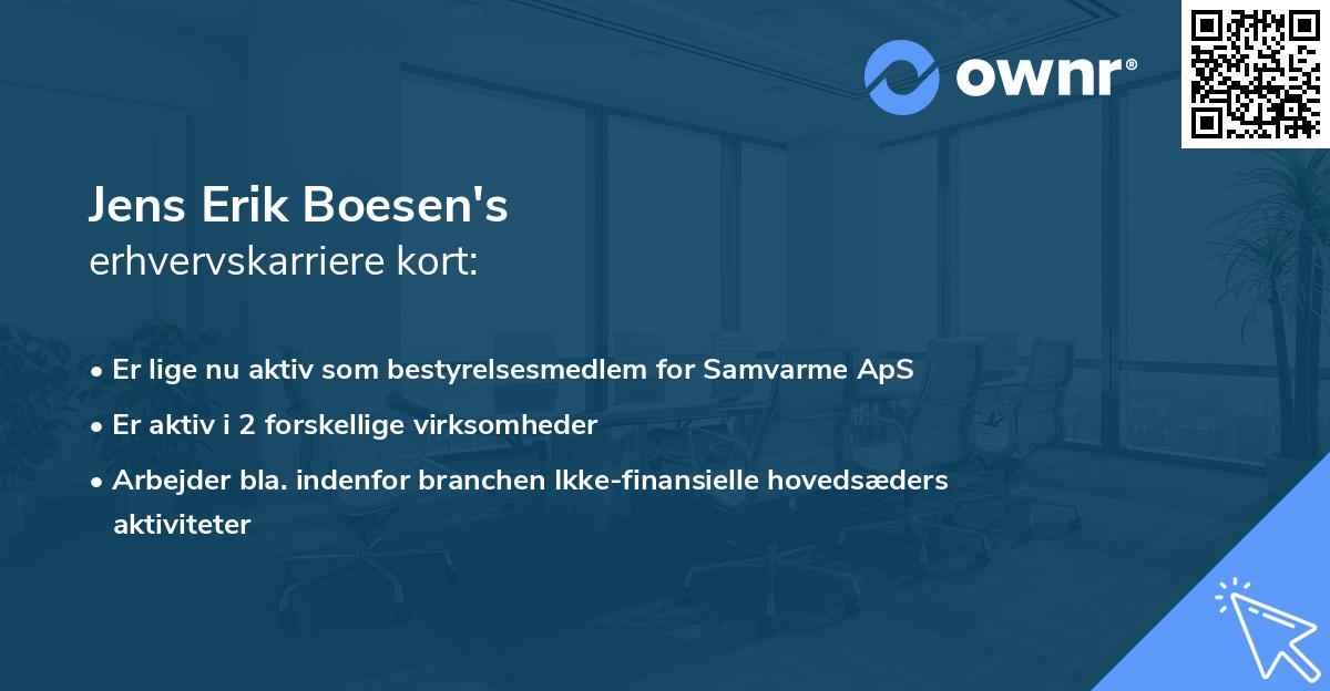 Jens Erik Boesen's erhvervskarriere kort