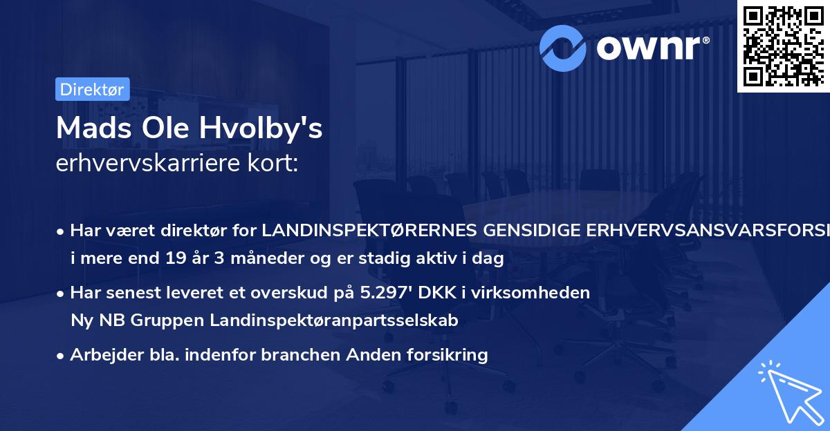 Mads Ole Hvolby's erhvervskarriere kort