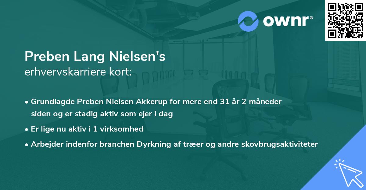 Preben Lang Nielsen's erhvervskarriere kort