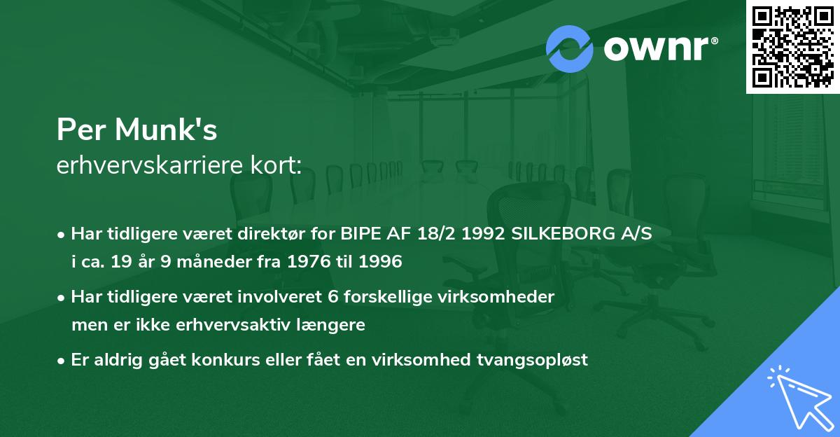Per Munk's erhvervskarriere kort