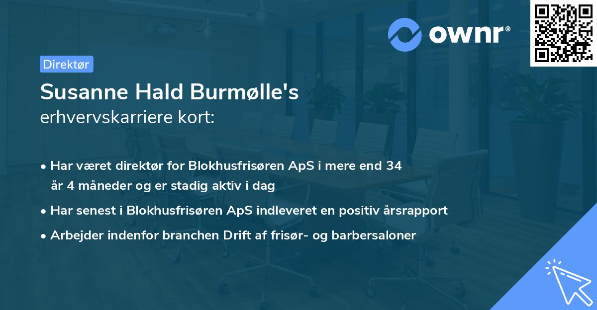 Susanne Hald Burmølle's erhvervskarriere kort