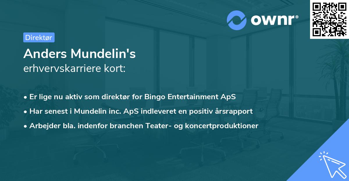 Anders Mundelin's erhvervskarriere kort
