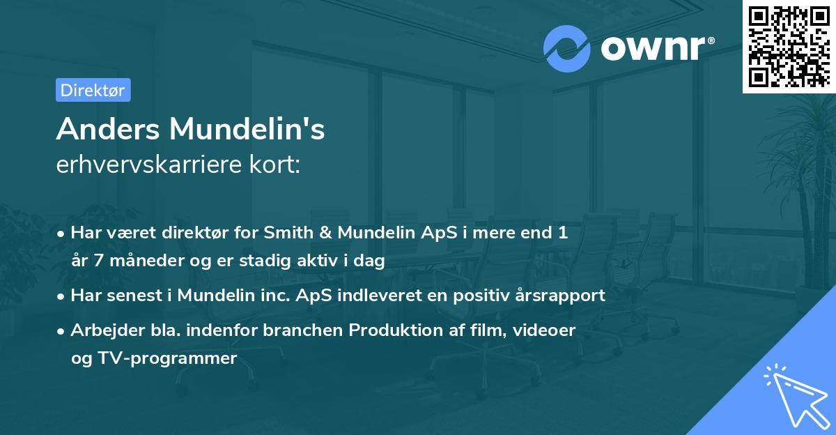 Anders Mundelin's erhvervskarriere kort