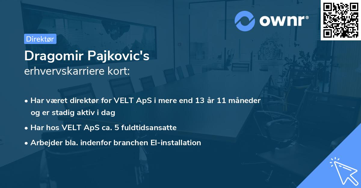 Dragomir Pajkovic's erhvervskarriere kort