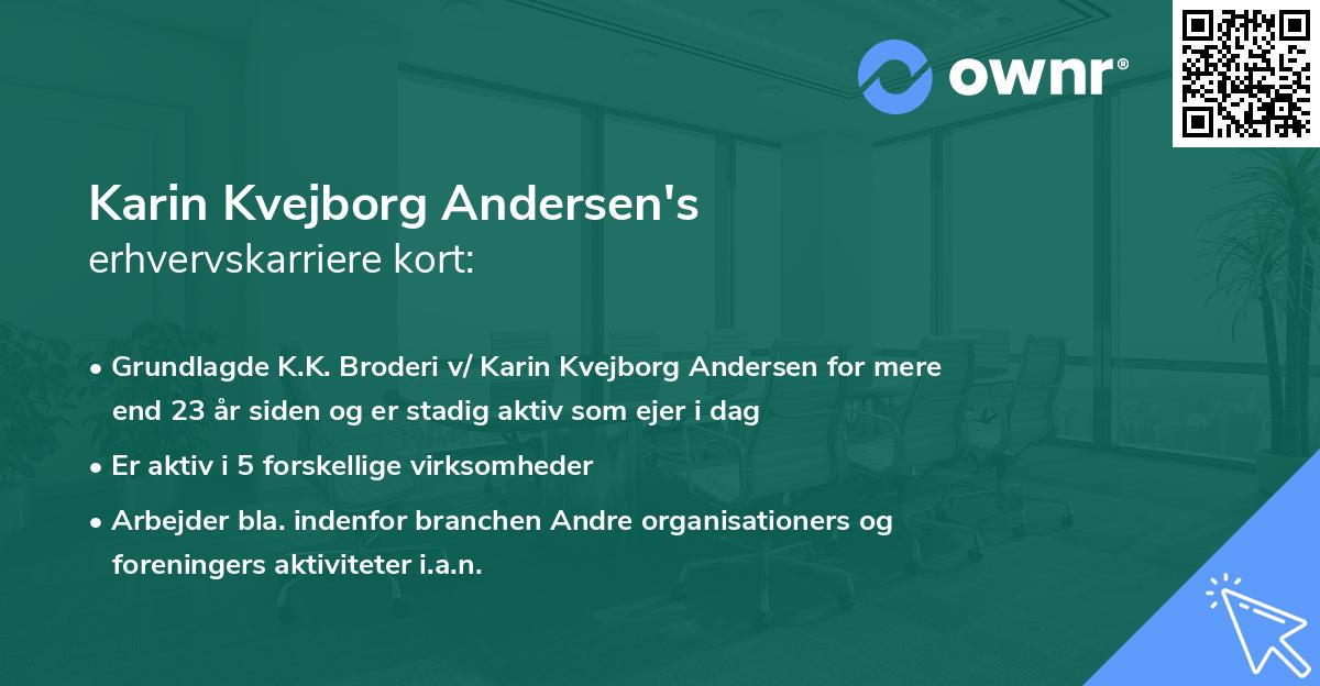 Karin Kvejborg Andersen's erhvervskarriere kort