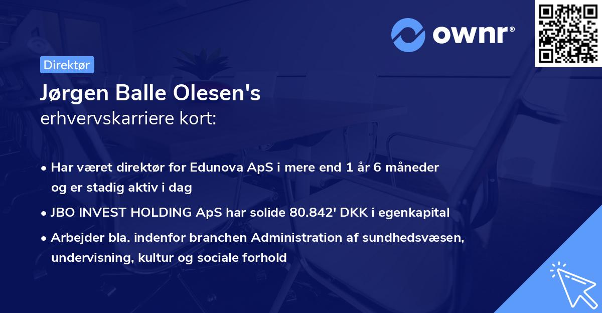 Jørgen Balle Olesen's erhvervskarriere kort