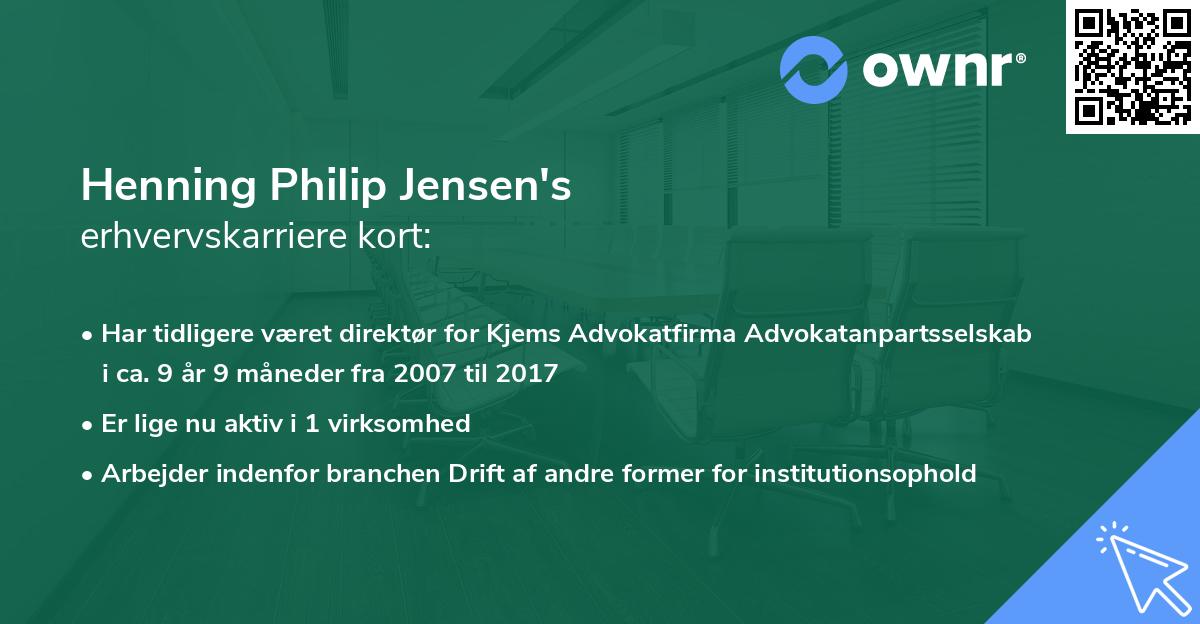 Henning Philip Jensen's erhvervskarriere kort