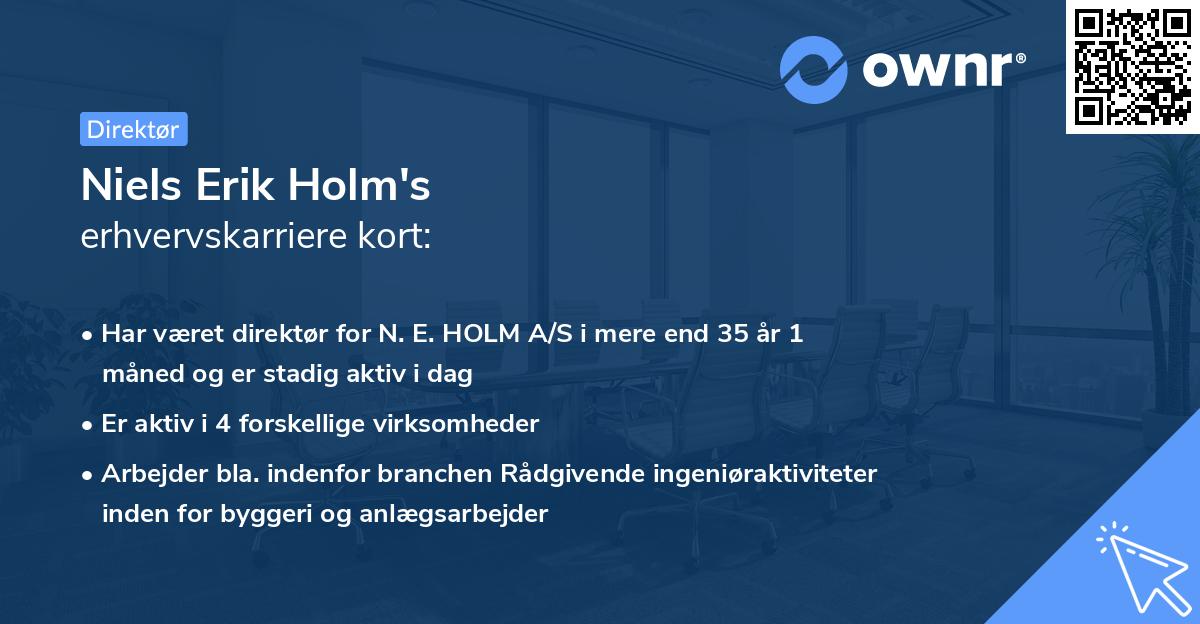 Niels Erik Holm's erhvervskarriere kort