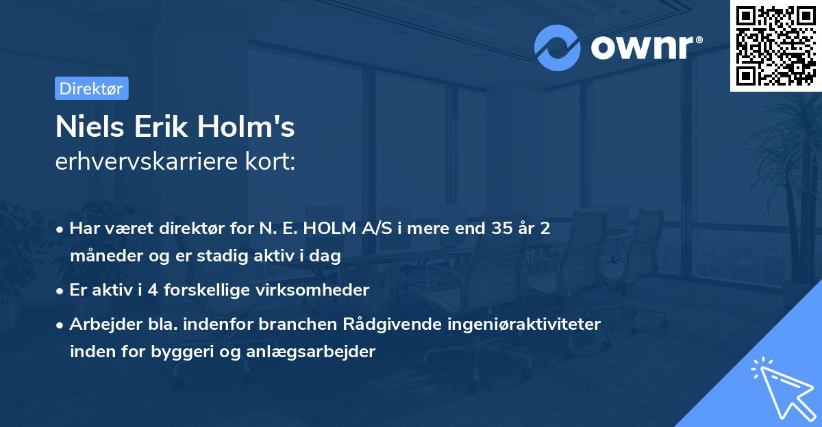Niels Erik Holm's erhvervskarriere kort