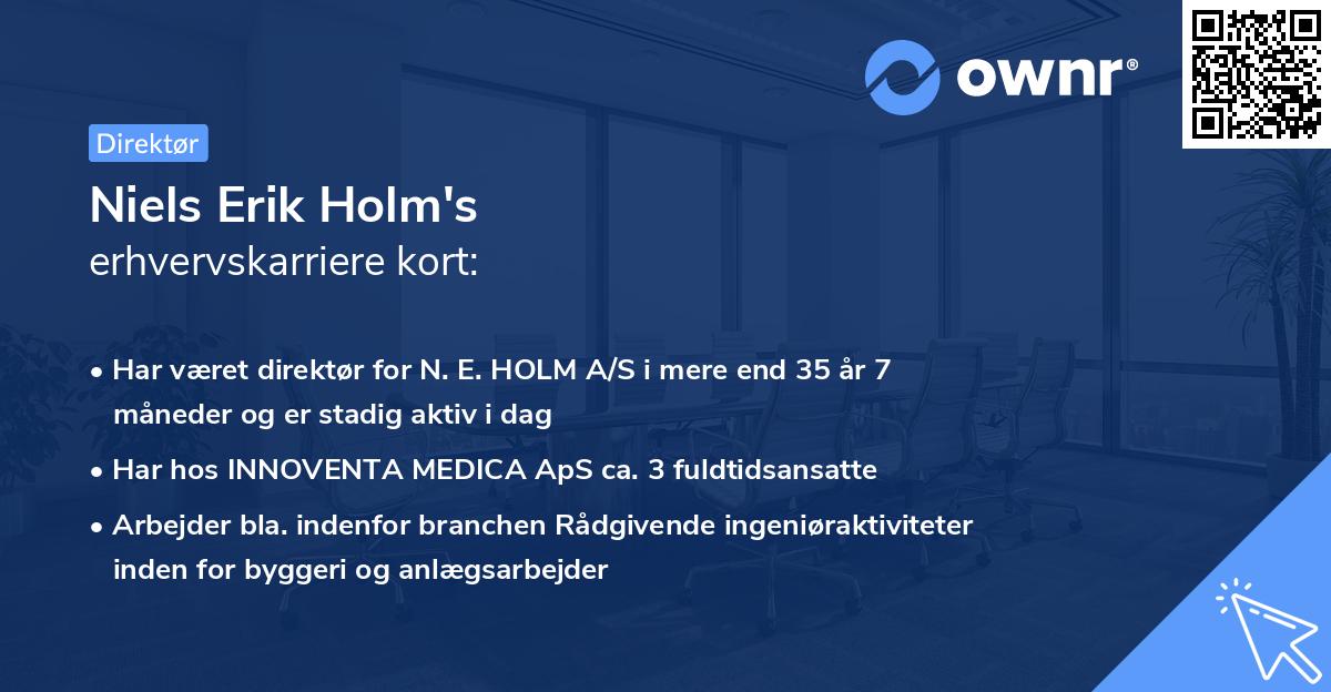 Niels Erik Holm's erhvervskarriere kort