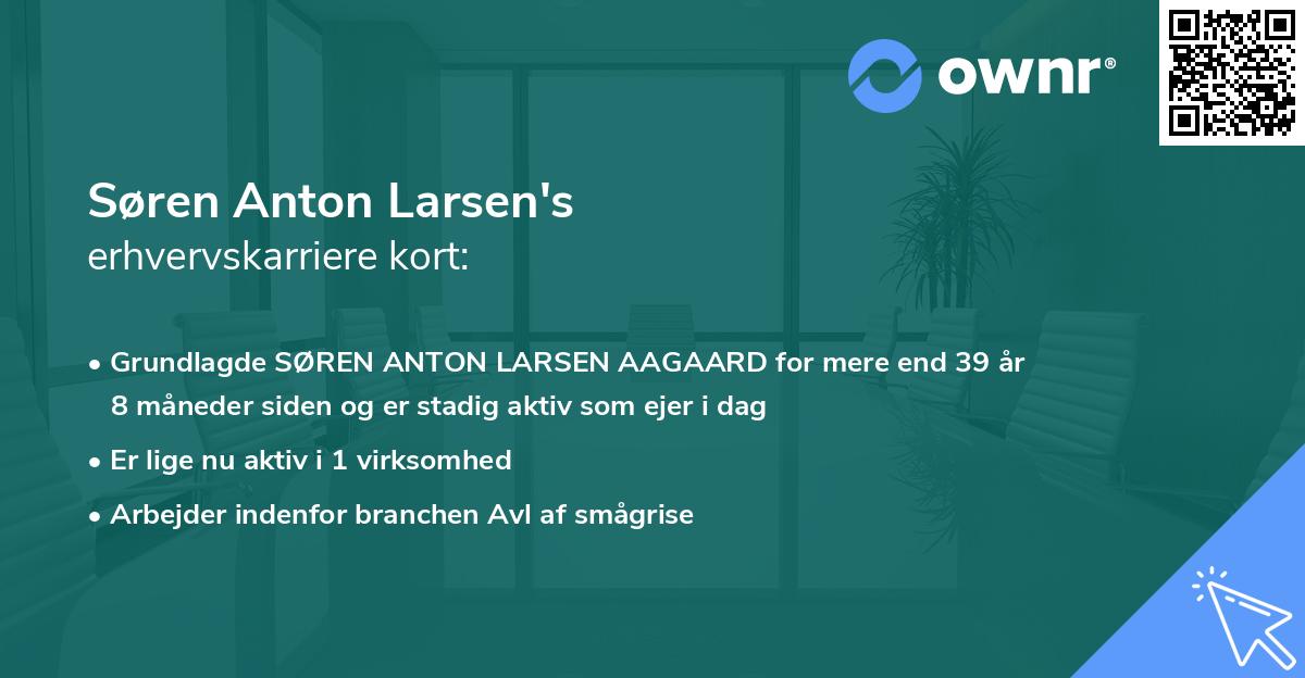 Søren Anton Larsen's erhvervskarriere kort