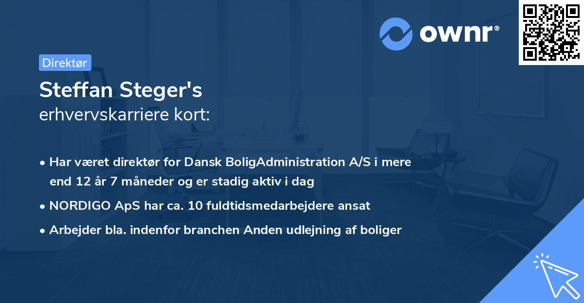 Steffan Steger's erhvervskarriere kort