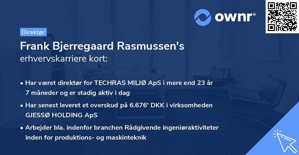 Frank Bjerregaard Rasmussen's erhvervskarriere kort
