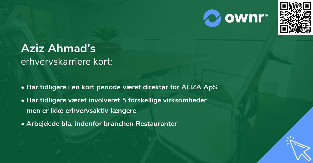 Aziz Ahmad's erhvervskarriere kort
