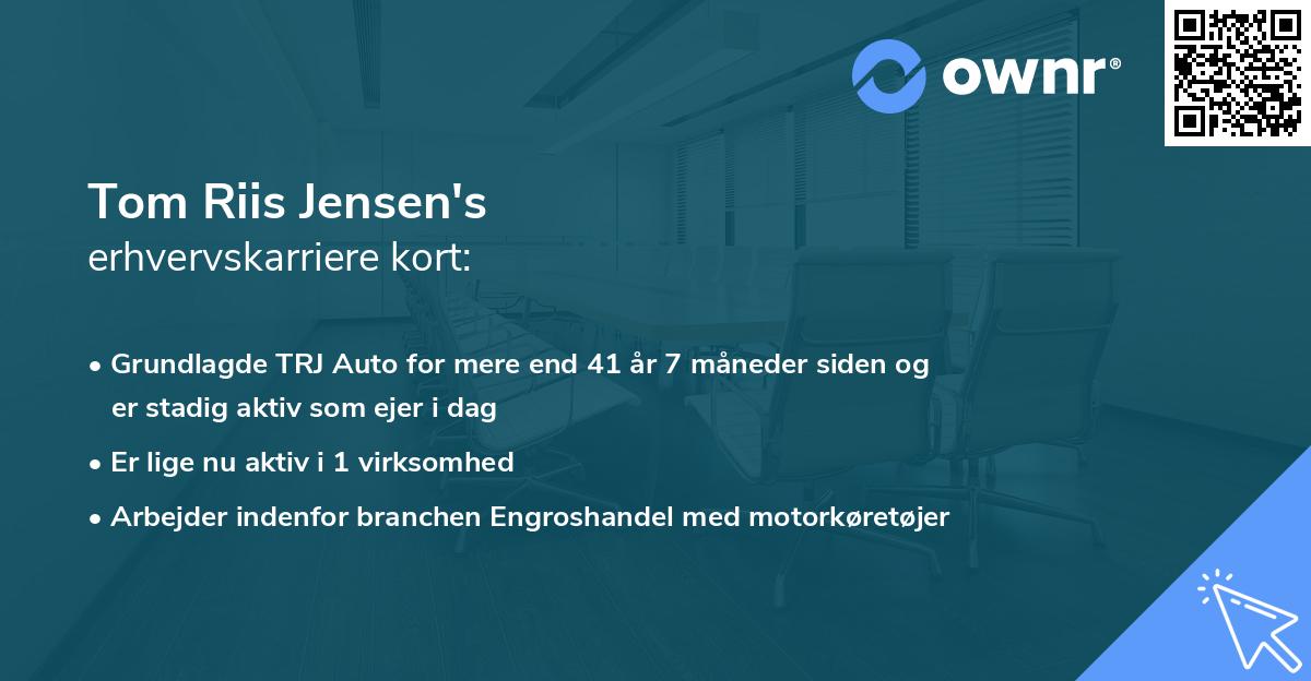 Tom Riis Jensen's erhvervskarriere kort