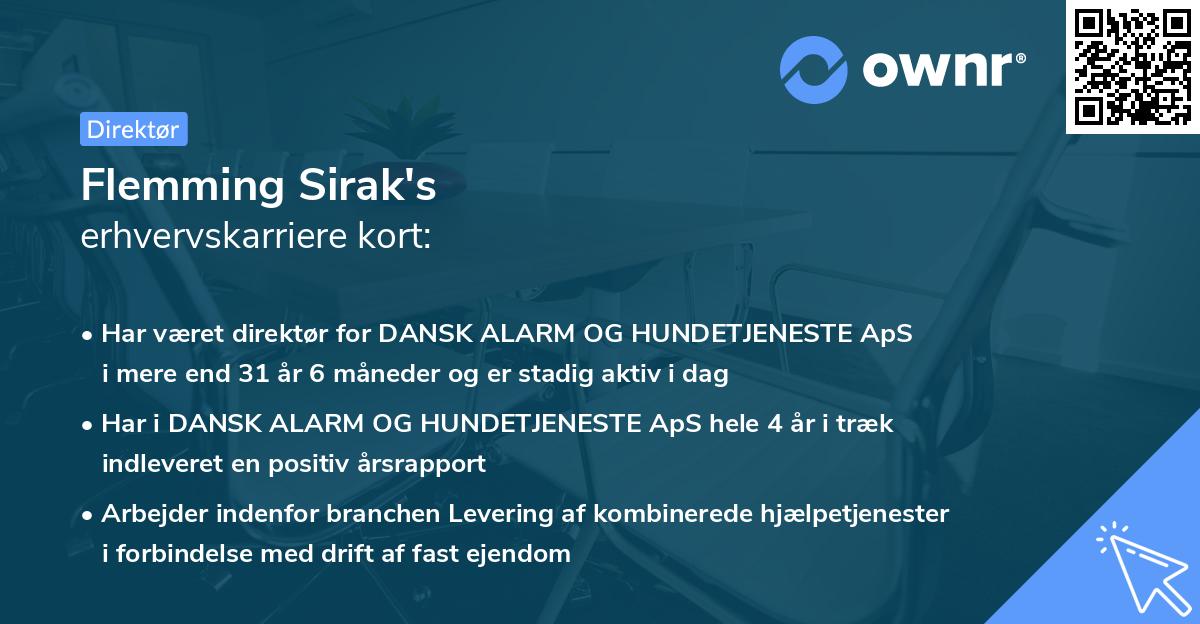 Flemming Sirak's erhvervskarriere kort
