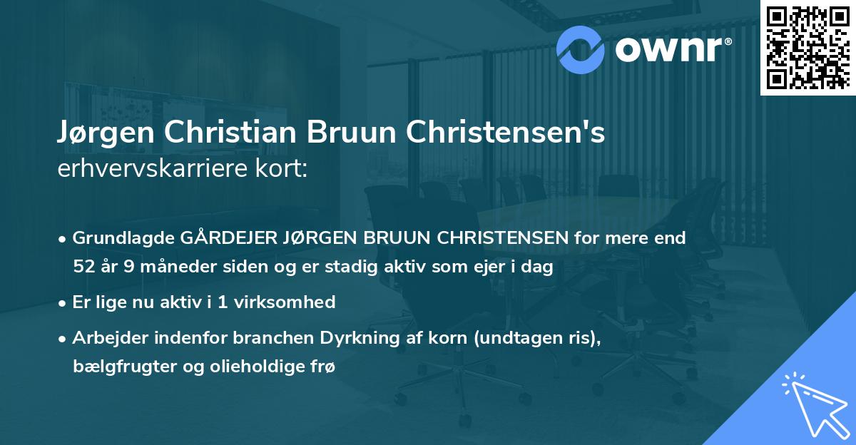 Jørgen Christian Bruun Christensen's erhvervskarriere kort