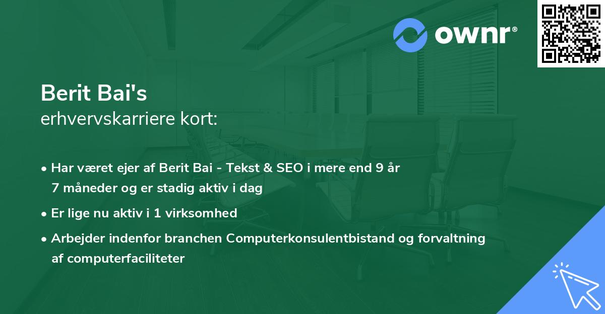 Berit Bai's erhvervskarriere kort