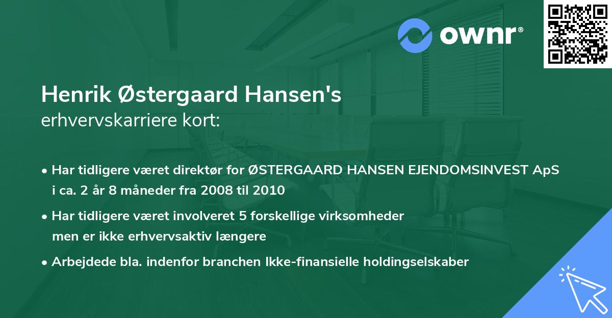 Henrik Østergaard Hansen's erhvervskarriere kort