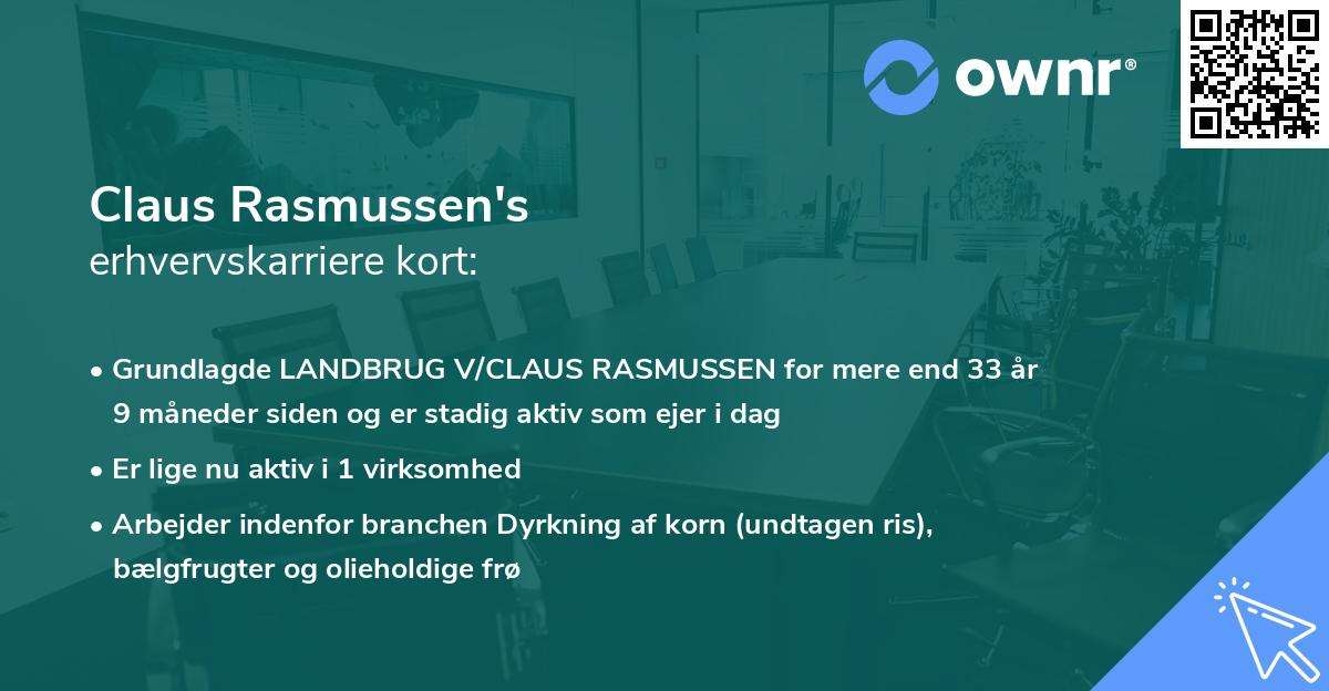 Claus Rasmussen's erhvervskarriere kort