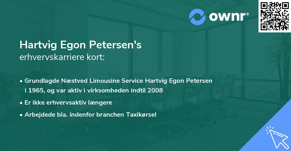 Hartvig Egon Petersen's erhvervskarriere kort