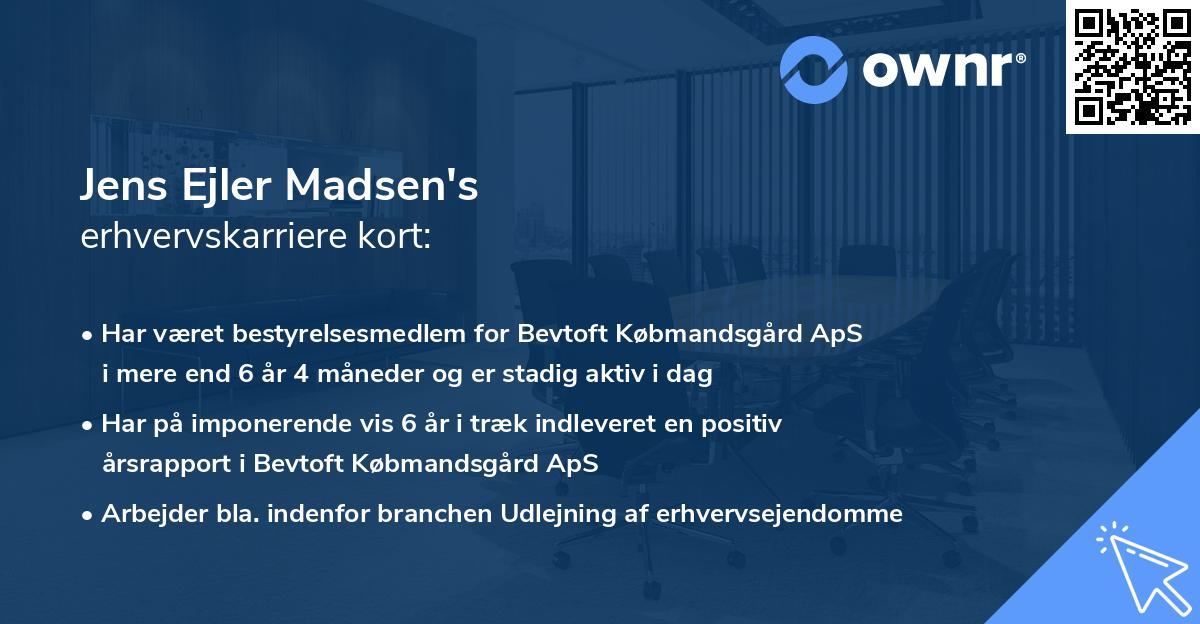 Jens Ejler Madsen's erhvervskarriere kort