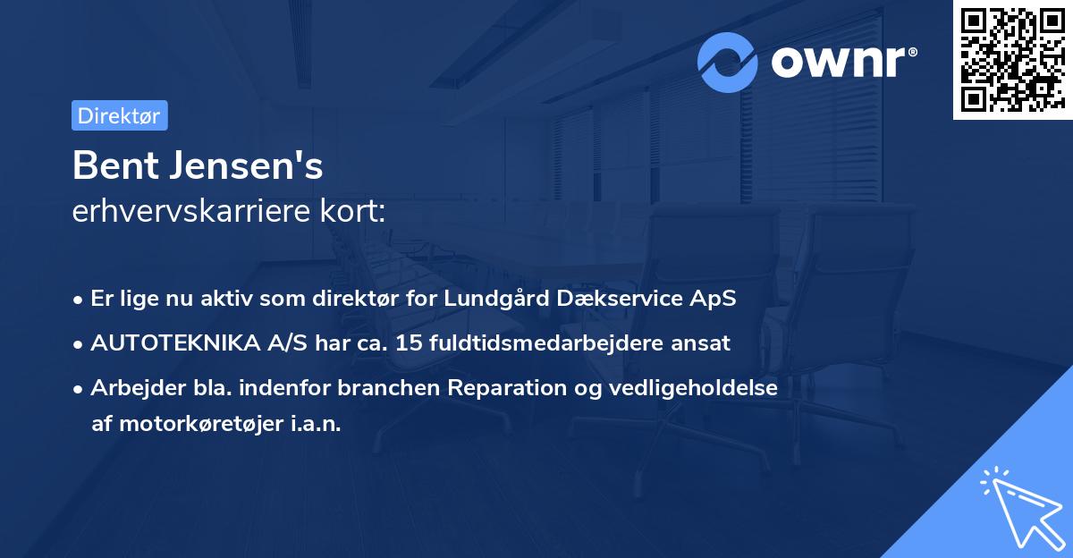 Bent Jensen's erhvervskarriere kort