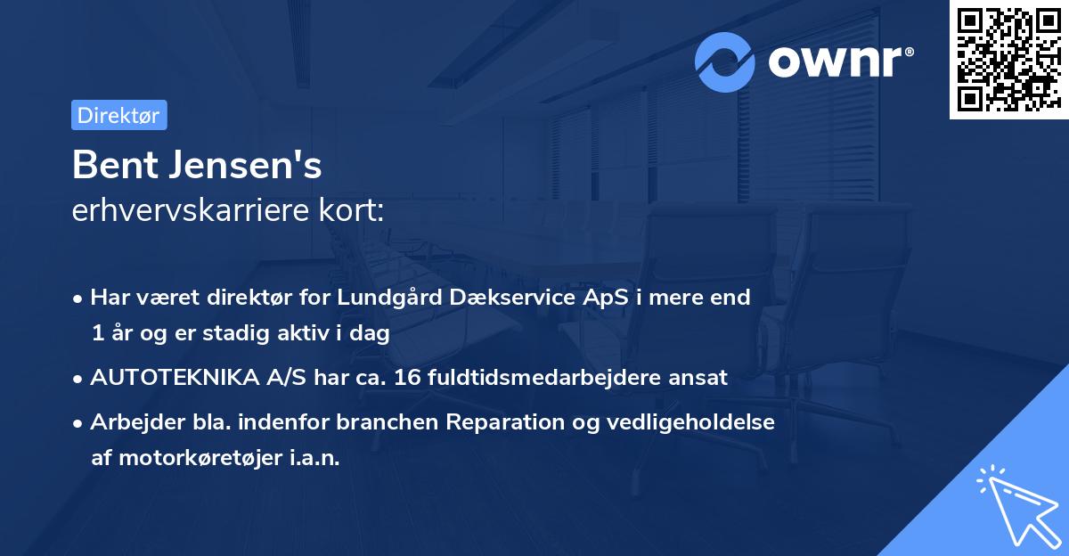 Bent Jensen's erhvervskarriere kort