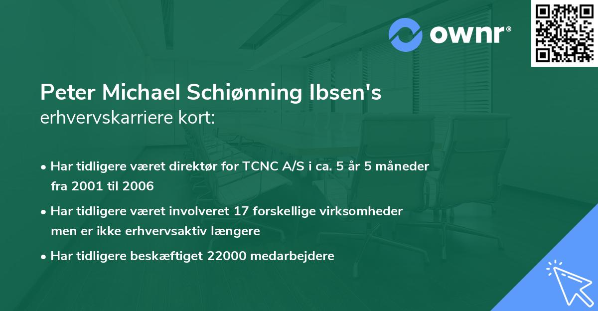 Peter Michael Schiønning Ibsen's erhvervskarriere kort