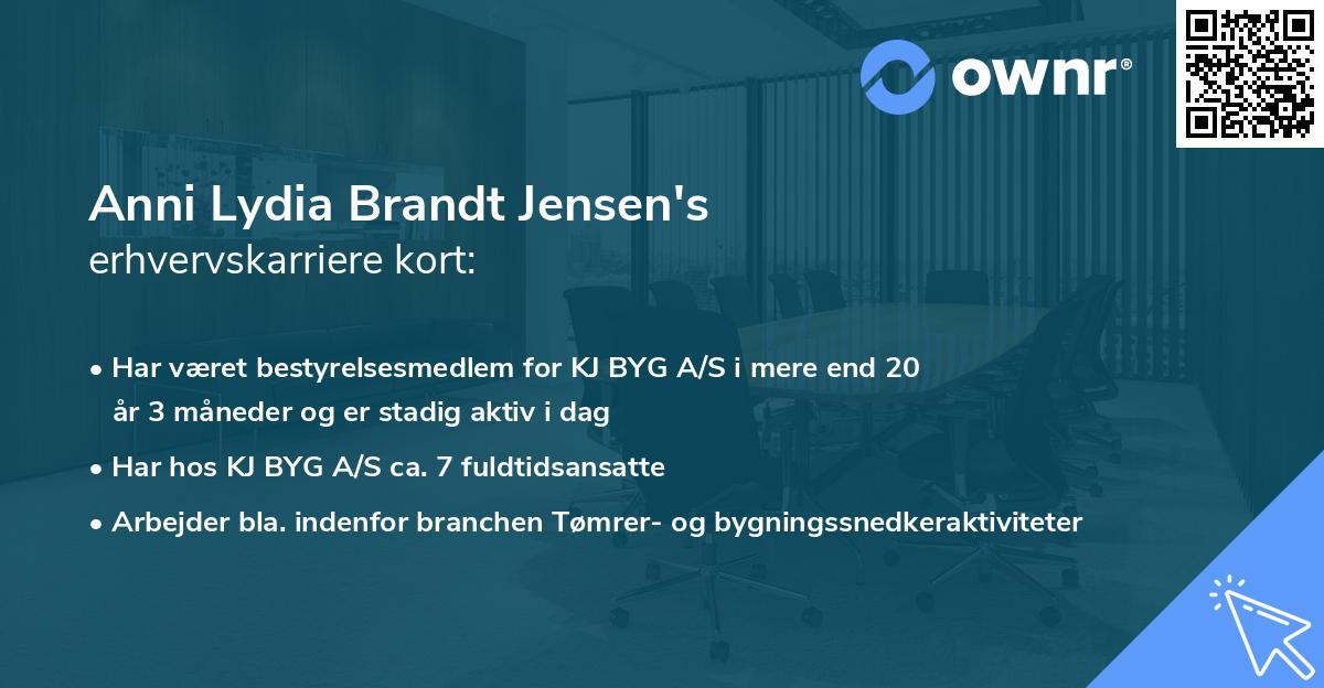 Anni Lydia Brandt Jensen's erhvervskarriere kort