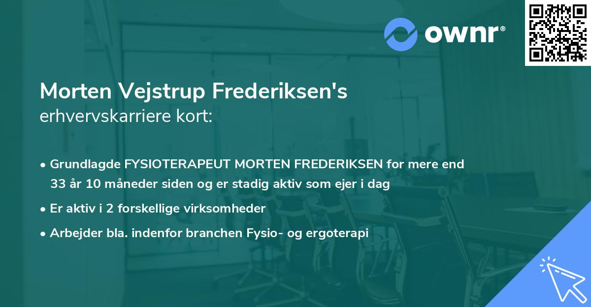 Morten Vejstrup Frederiksen's erhvervskarriere kort