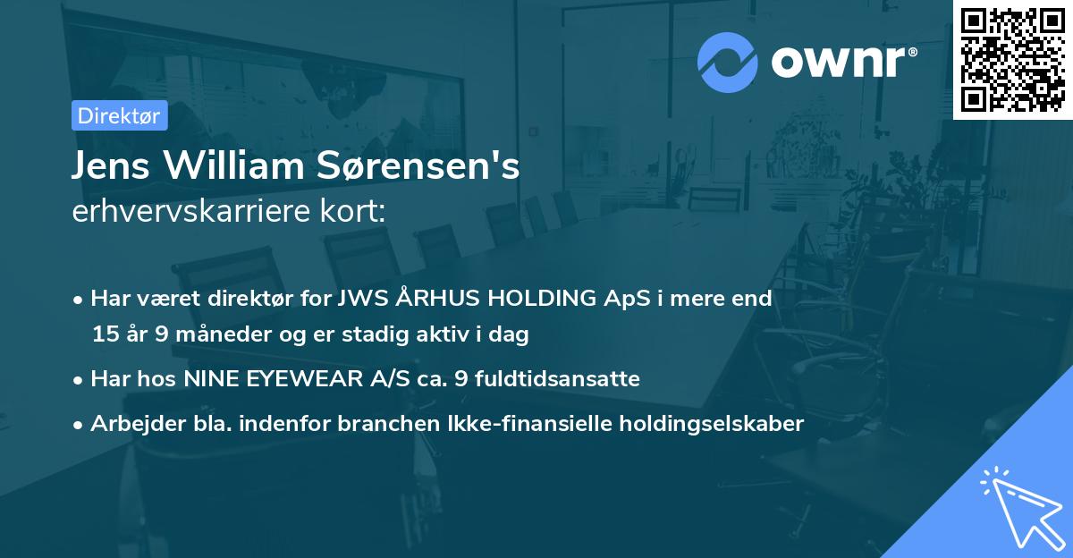 Jens William Sørensen's erhvervskarriere kort