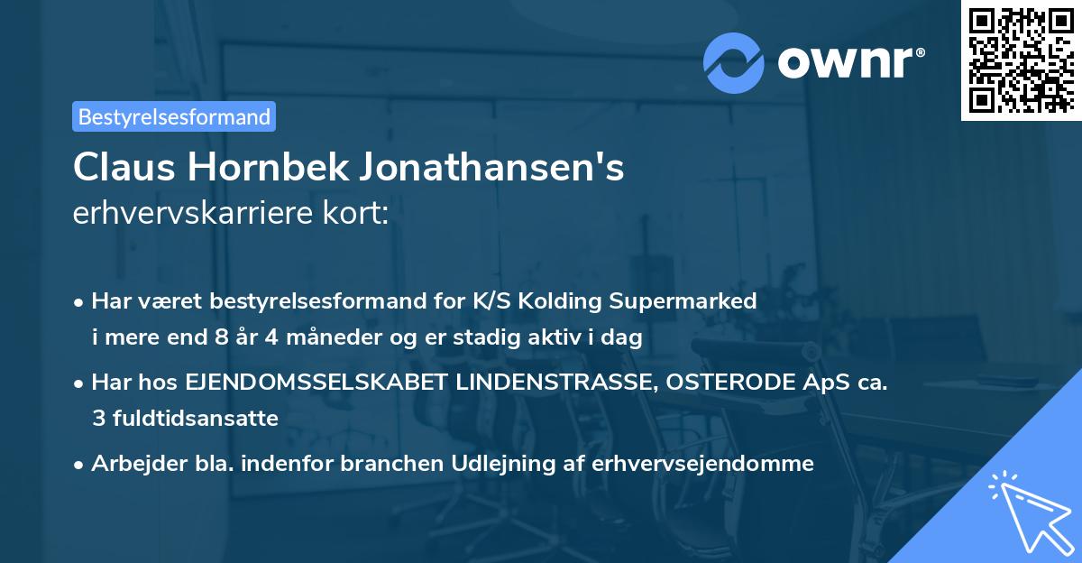 Claus Hornbek Jonathansen's erhvervskarriere kort