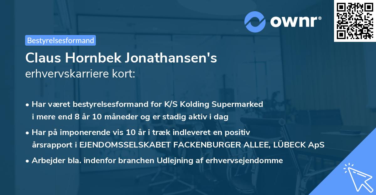 Claus Hornbek Jonathansen's erhvervskarriere kort