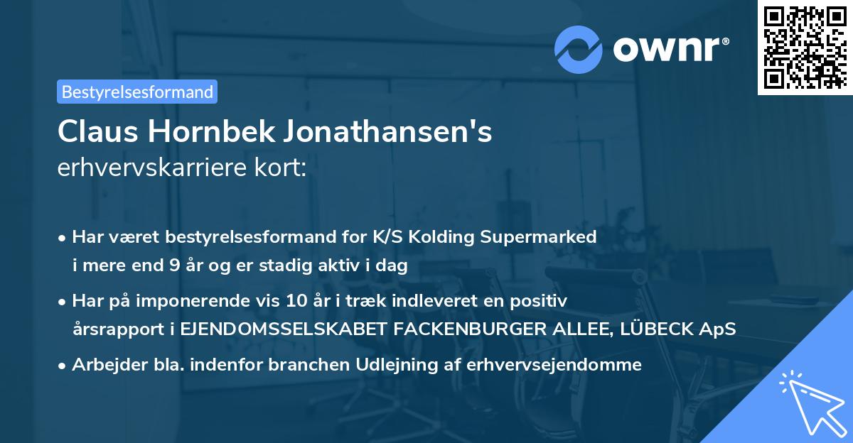 Claus Hornbek Jonathansen's erhvervskarriere kort