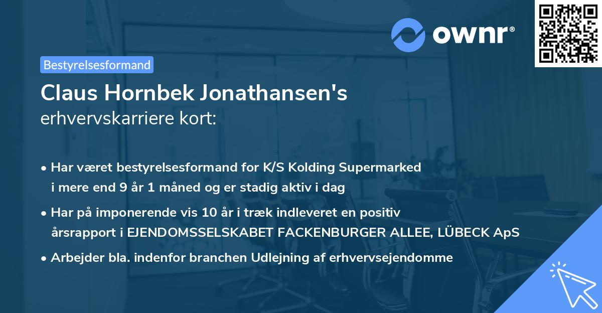 Claus Hornbek Jonathansen's erhvervskarriere kort