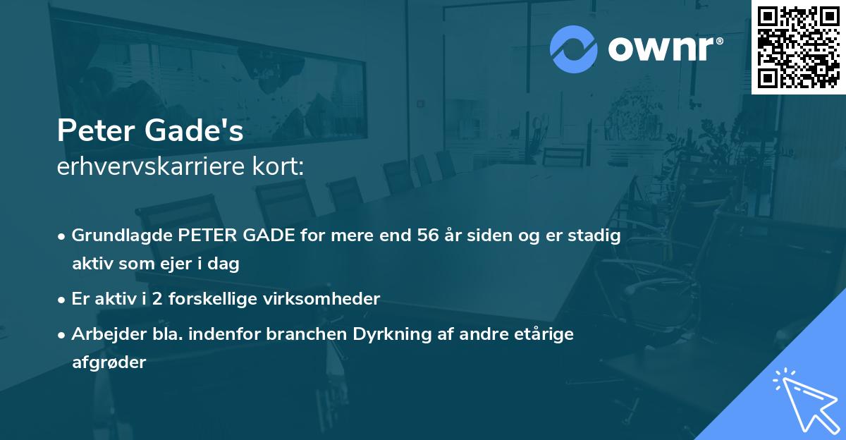 Peter Gade's erhvervskarriere kort