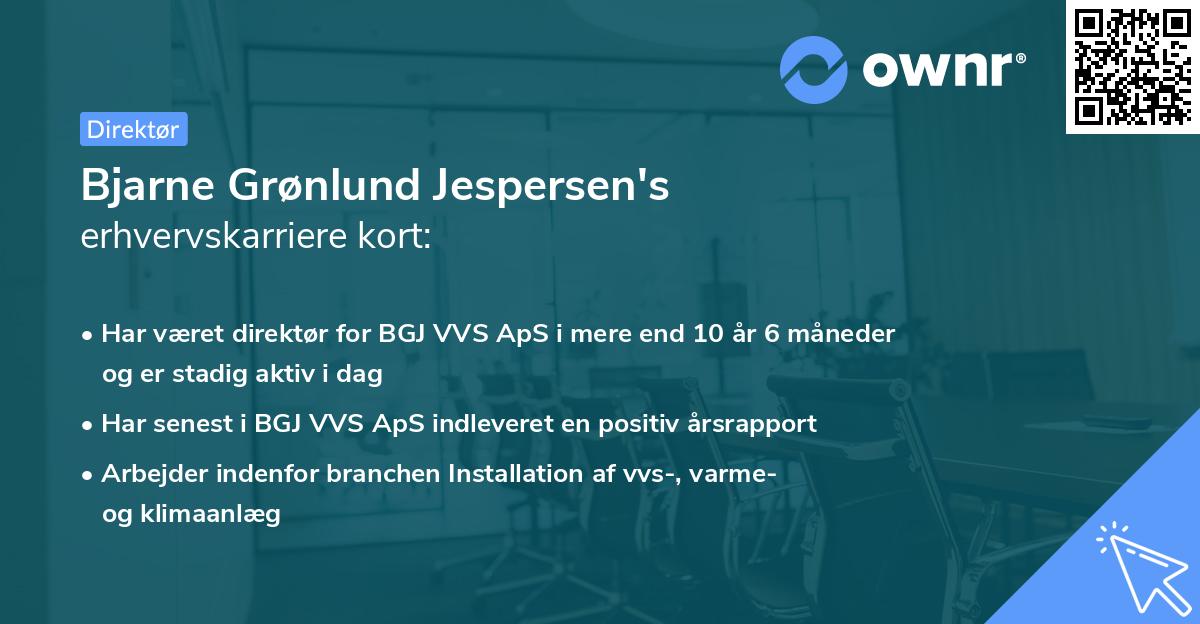 Bjarne Grønlund Jespersen's erhvervskarriere kort