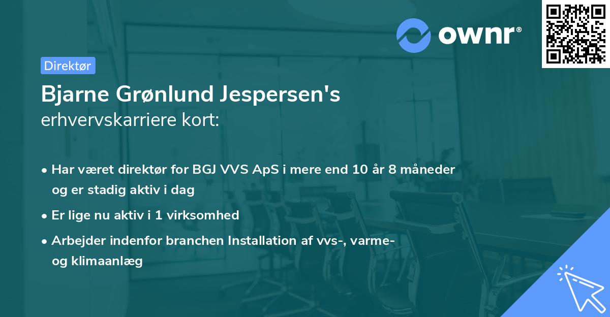 Bjarne Grønlund Jespersen's erhvervskarriere kort