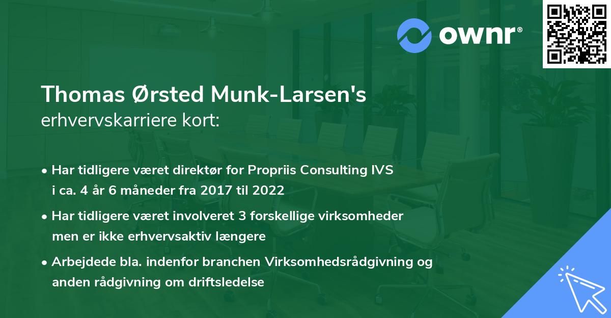Thomas Ørsted Munk-Larsen's erhvervskarriere kort