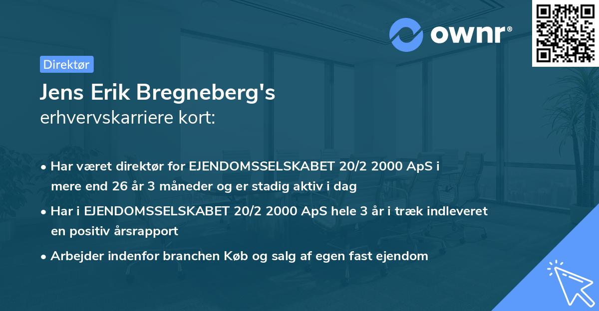 Jens Erik Bregneberg's erhvervskarriere kort